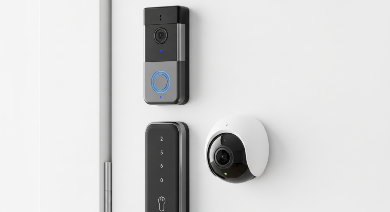 Smart home security cameras and smart lock