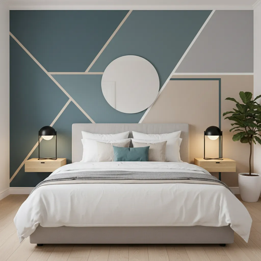 Painted accent wall behind headboard for a budget bedroom makeover