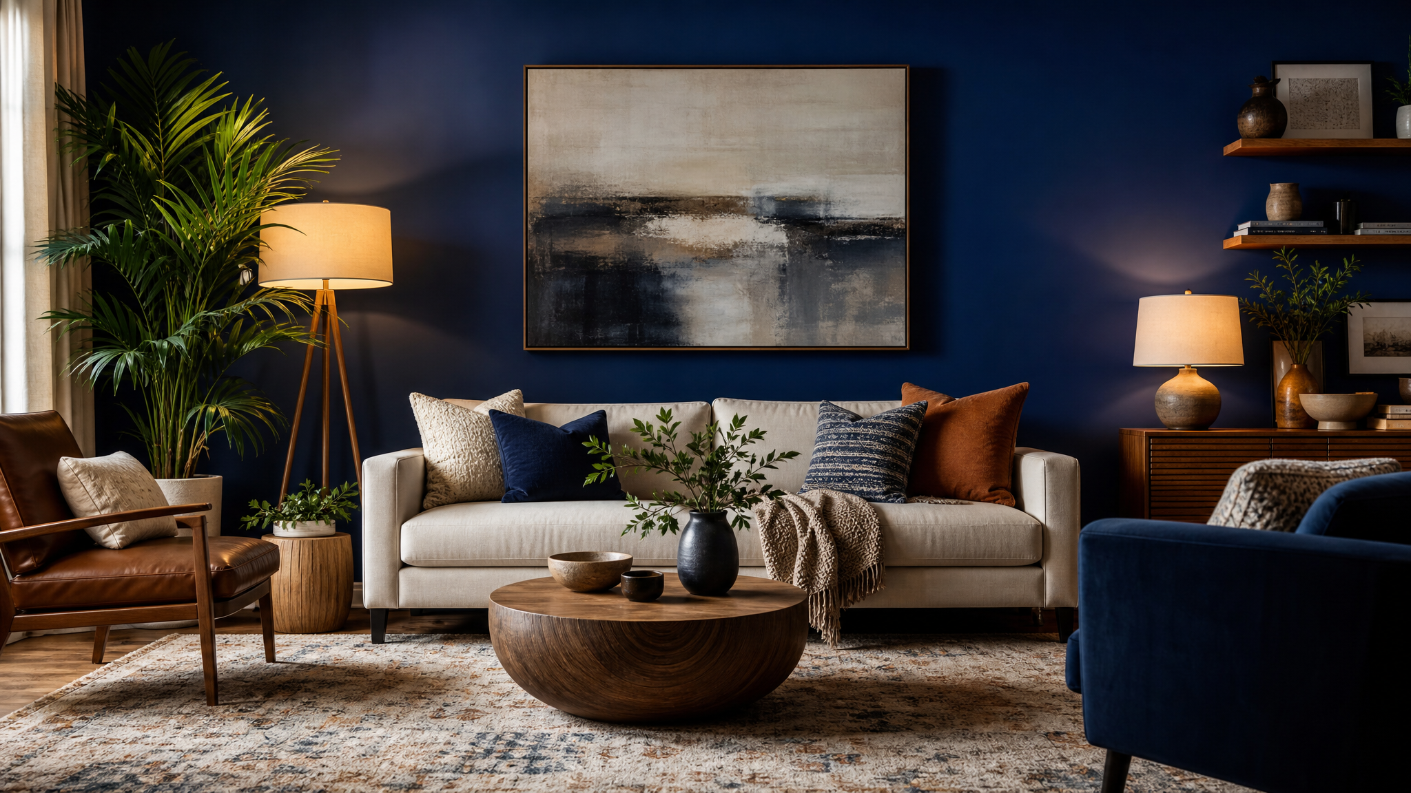 DIY accent wall ideas living room — bold paint accent wall